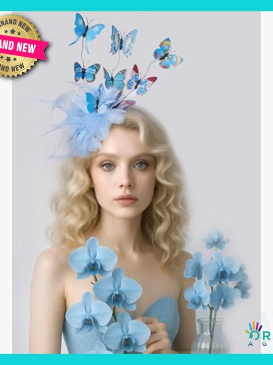 Elegant Butterfly Fascinator Headband Feather Flower Tea Party Hat Boho main image 5